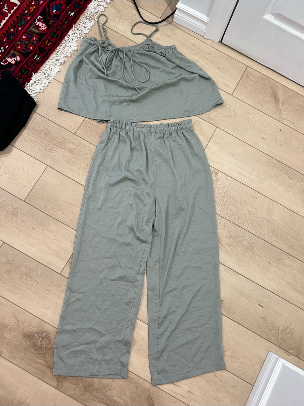 H&M Sage Green Wide-Leg Two-Piece Set